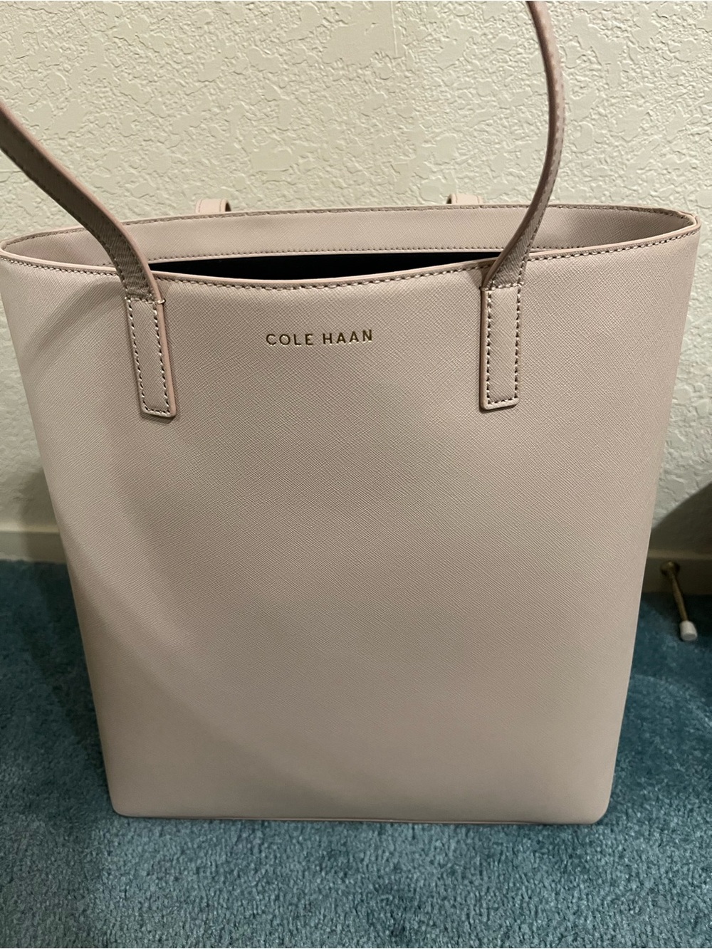 Cole Haan Light Pink Leather Tote with Gold Logo